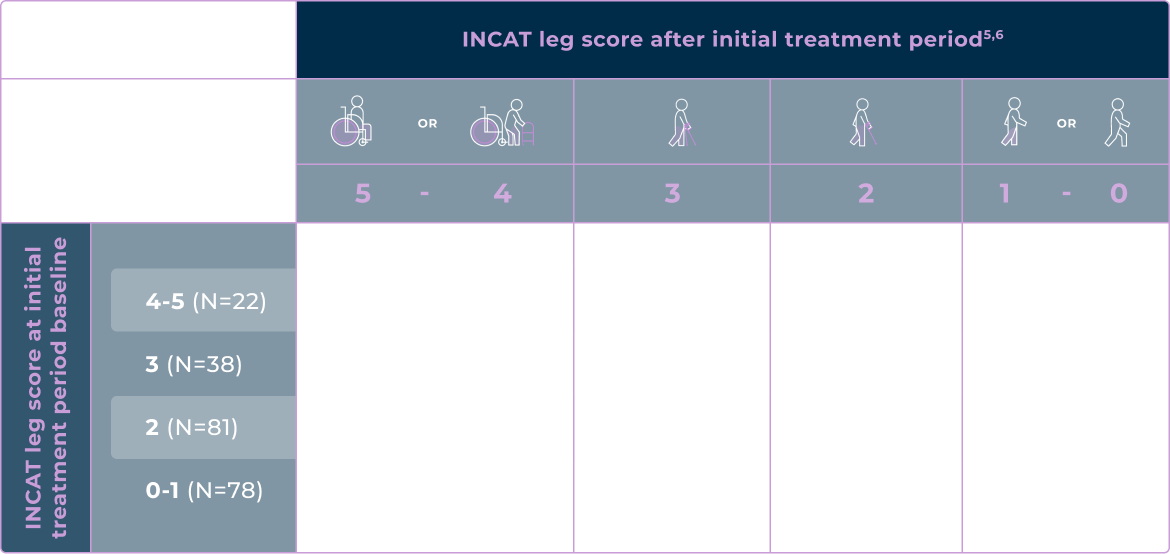 INCAT leg score after initial treatment period