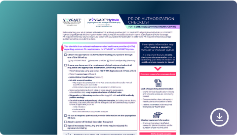 VYVGART and VYVGART Prior Authorization Checklist