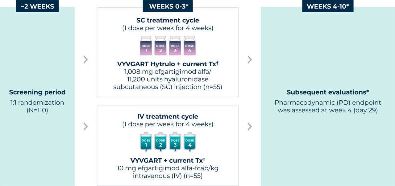An image that shows the 10-week study design of ADAPT-SC