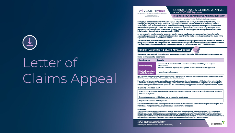 Letter of claims appeal